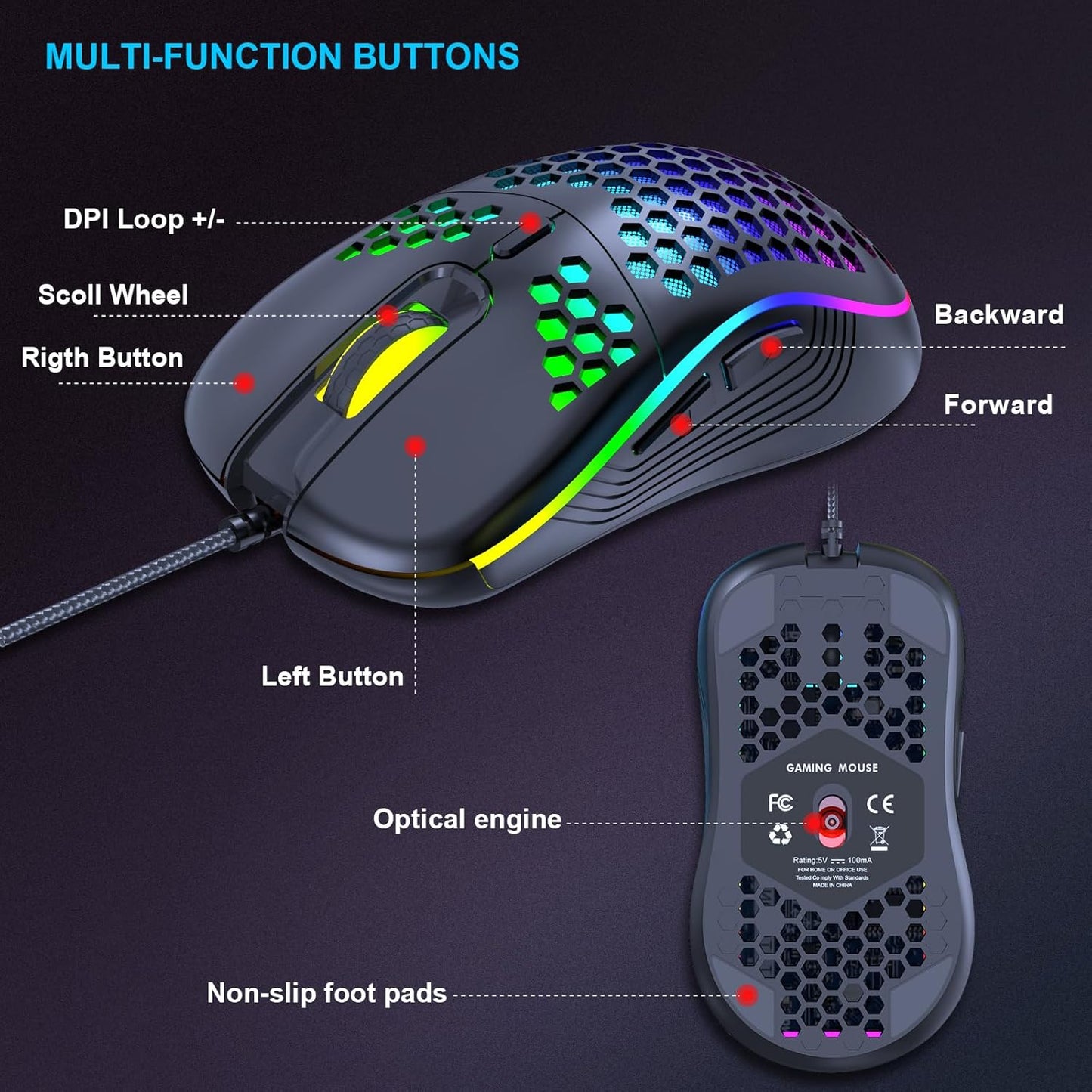 Cobratech Black Precision Gaming Wired Mouse