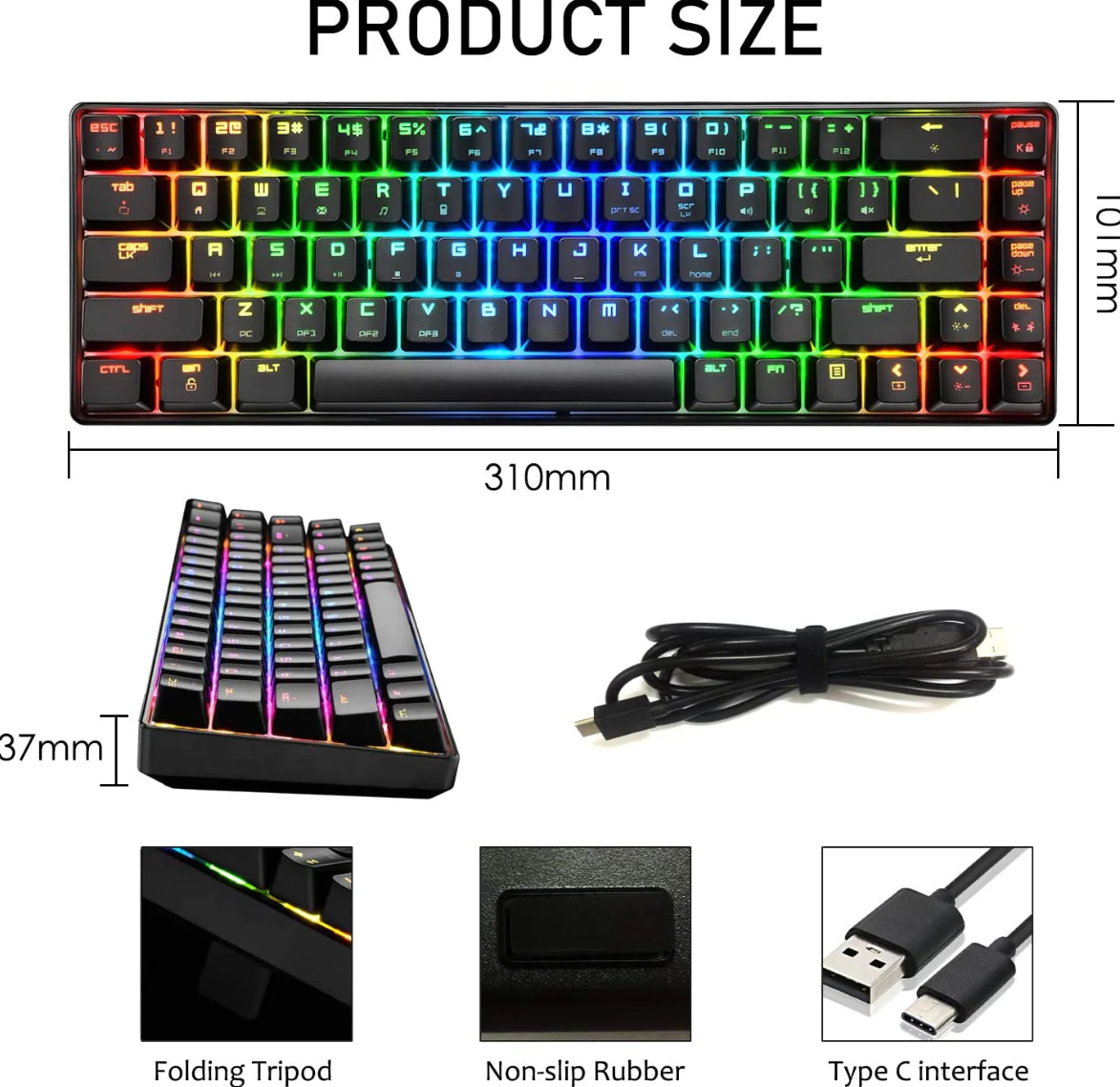 Black 60% Mechanical Gaming Keyboard RGB