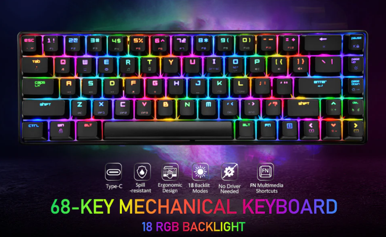 Black 60% Mechanical Gaming Keyboard RGB