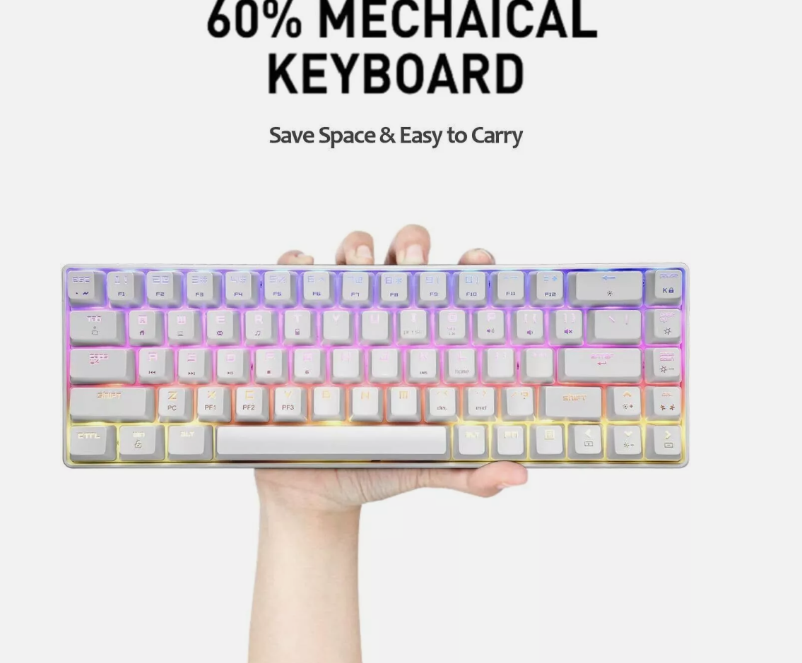 White 60% Mechanical Gaming Keyboard RGB