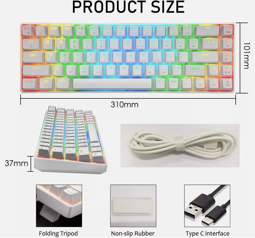 White 60% Mechanical Gaming Keyboard RGB